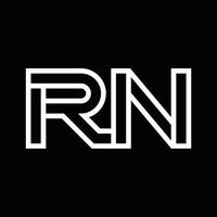 RN Logo monogram with line style negative space vector