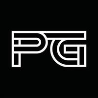 monograma del logotipo de pg con espacio negativo de estilo de línea vector