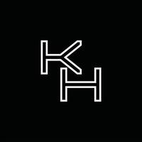 monograma del logotipo kh con plantilla de diseño de estilo de línea vector