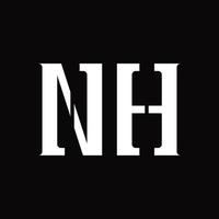 NH Logo monogram with middle slice design template vector