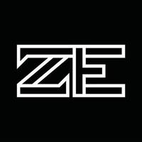 ZE Logo monogram with line style negative space vector