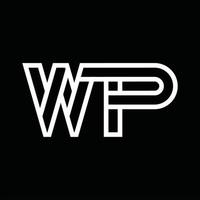 monograma del logotipo de wp con espacio negativo de estilo de línea vector