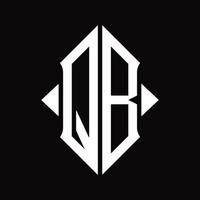 QB Logo monogram with shield shape isolated design template vector