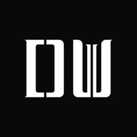 monograma de logotipo dw con plantilla de diseño de corte medio vector