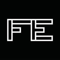 FE Logo monogram with line style negative space vector