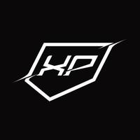 XP Logo monogram letter with shield and slice style design vector