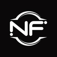 NF Logo monogram with circle rounded slice shape design template vector