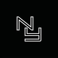 monograma del logotipo de ny con plantilla de diseño de estilo de línea vector