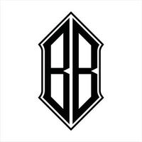 BB Logo monogram with shieldshape and outline design template vector icon abstract