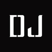 monograma del logotipo de dj con plantilla de diseño de corte medio vector