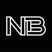 NB Logo monogram with line style negative space vector