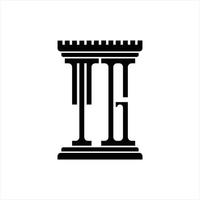 monograma de logotipo tg con plantilla de diseño de forma de pilar vector