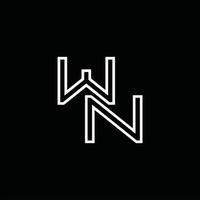 monograma de logotipo wn con plantilla de diseño de estilo de línea vector