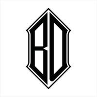 BD Logo monogram with shieldshape and outline design template vector icon abstract