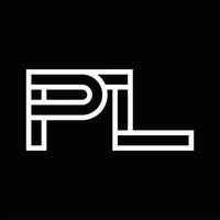 PL Logo monogram with line style negative space vector