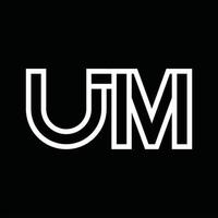 UM Logo monogram with line style negative space vector