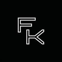 monograma del logotipo fk con plantilla de diseño de estilo de línea vector