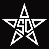 SD Logo monogram with star shape design template vector