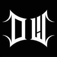 Monograma de logotipo dw con plantilla de diseño de forma abstracta vector