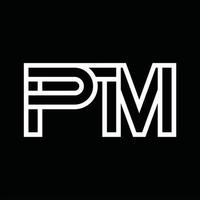 PM Logo monogram with line style negative space vector