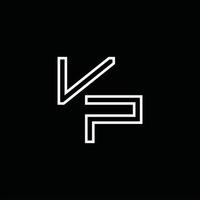 Monograma de logotipo vp con plantilla de diseño de estilo de línea vector