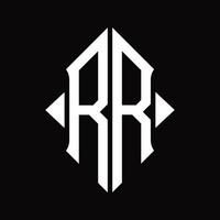 RR Logo monogram with shield shape isolated design template vector