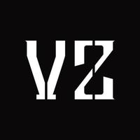 monograma de logotipo vz con plantilla de diseño de corte medio vector
