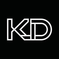 monograma del logotipo de kd con espacio negativo de estilo de línea vector