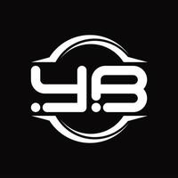 monograma del logotipo yb con plantilla de diseño de forma de corte redondeado circular vector