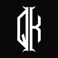 monograma de logotipo qk con plantilla de diseño de forma de cuerno vector