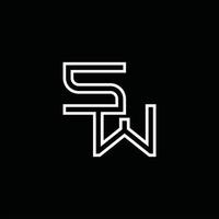 SW Logo monogram with line style design template vector