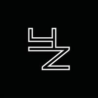 monograma del logotipo yz con plantilla de diseño de estilo de línea vector
