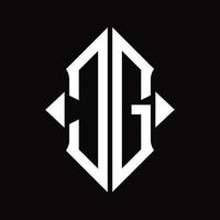 CG Logo monogram with shield shape isolated design template vector