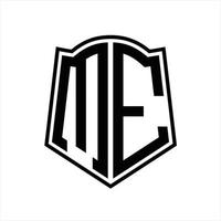ME Logo monogram with shield shape outline design template vector