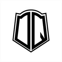 Logo monogram with shield shape outline design template vector