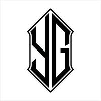 Monograma del logotipo yg con forma de escudo y plantilla de diseño de esquema icono vectorial abstracto vector