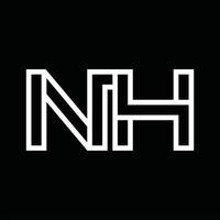 NH Logo monogram with line style negative space vector
