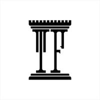 TF Logo monogram with pillar shape design template vector