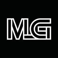 monograma del logotipo mg con espacio negativo de estilo de línea vector