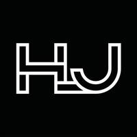 HJ Logo monogram with line style negative space vector