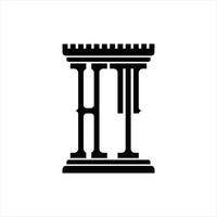 HT Logo monogram with pillar shape design template vector