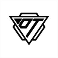 monograma del logotipo dt con plantilla de triángulo y hexágono vector