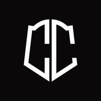CC Logo monogram with shield shape ribbon design template vector