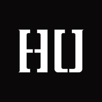 HU Logo monogram with middle slice design template vector