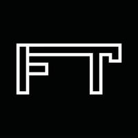 monograma del logotipo ft con espacio negativo de estilo de línea vector