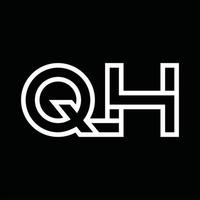 QH Logo monogram with line style negative space vector