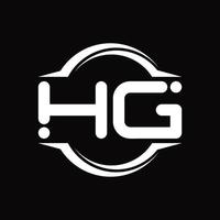 HG Logo monogram with circle rounded slice shape design template vector