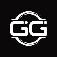 monograma del logotipo gg con plantilla de diseño de forma de corte redondeado circular vector