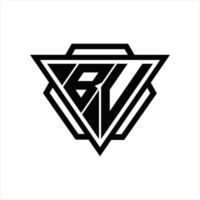 BV Logo monogram with triangle and hexagon template vector