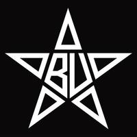 BU Logo monogram with star shape design template vector